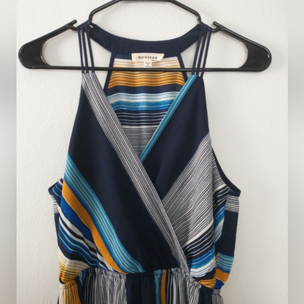 57" Stripped Maxi Dress with Side Slit - Picture 2 of 10